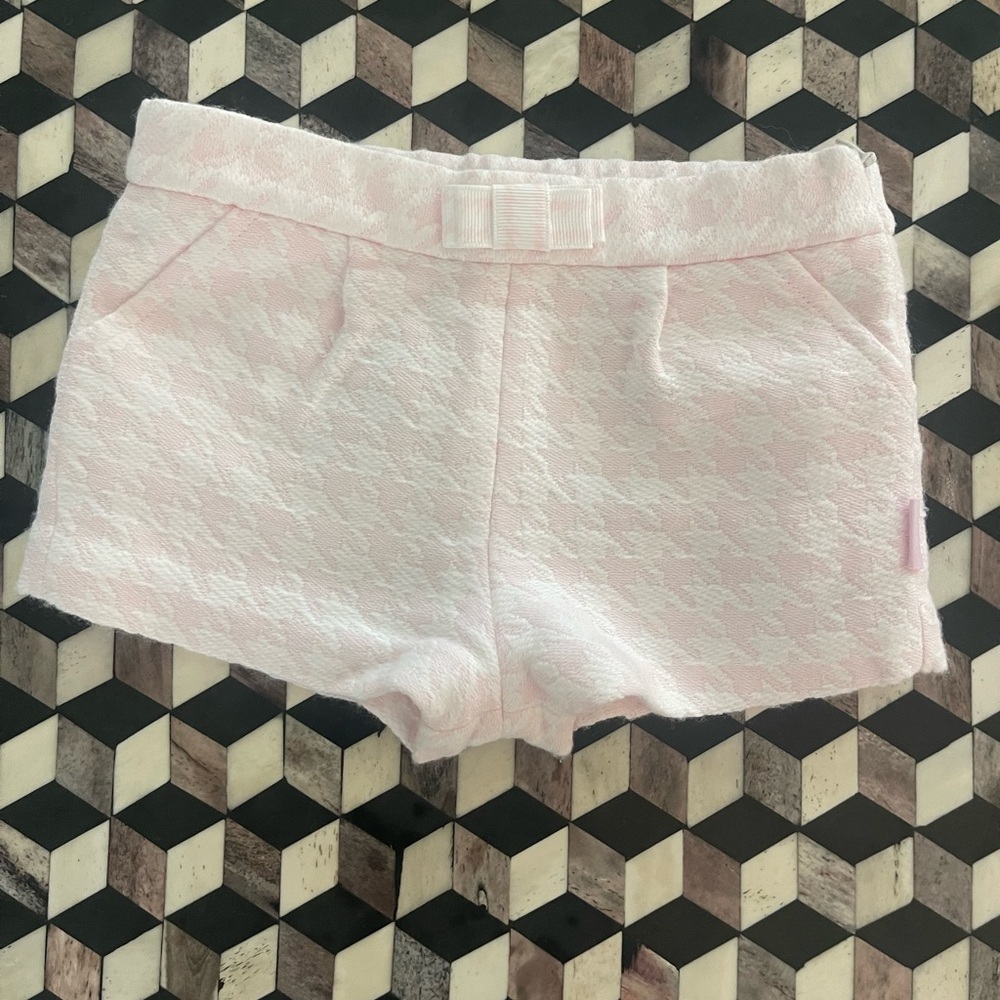 Pink houndstooth Textured Shorts